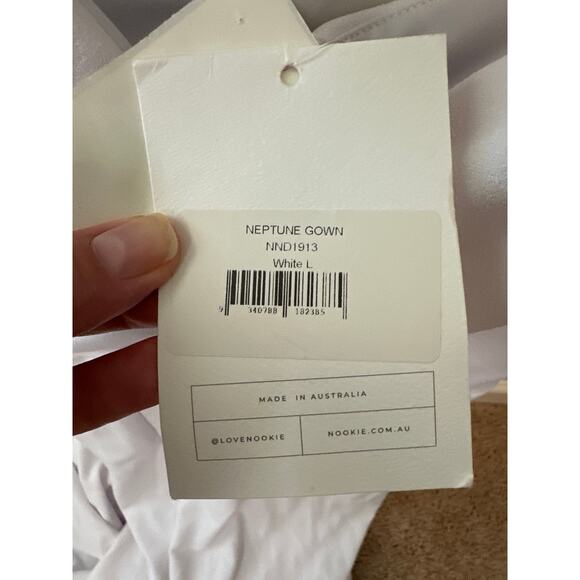 NWT Nookie Neptune White Off Shoulder Gown Dress Large Bridal Prom Formal - Picture 6 of 11